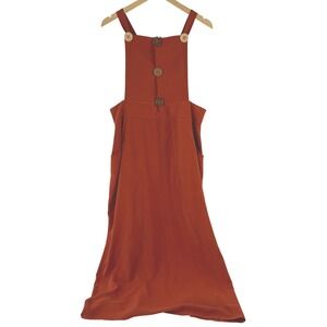 Lacoste Slim Fit Rust Orange Button Front Pinafore Dress Womens Size M